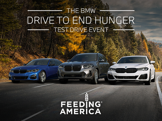 Your test drive on November 18th - 22nd will generate 200 meals for Feeding America. You will also receive a $1,000 BMW credit plus up to a $2,500 credit on select models! For more information, give us a call at (253) 922-8700. #BMWTestDrive #BMWDriveToEndHunger