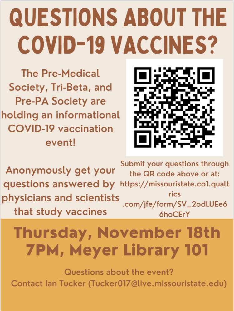 Excited to join a talented group of professionals to answer questions and finish strong MSU! Vaccine417.com