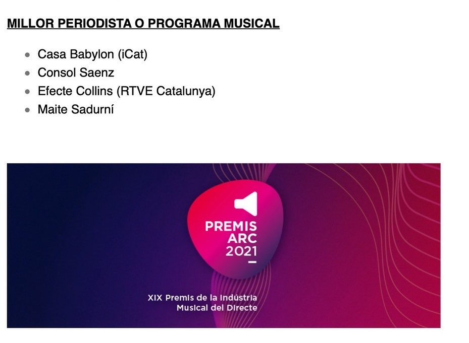 Nominats als Premis <a href="/arcatalunya/">Associació ARC</a> !!! Gràcies!!! 😻😻😻😻
A més, al costat de professionals que tant admirem com <a href="/maitesadurni/">Maite Sadurní</a> <a href="/ConsolSaenz/">Consol Saenz</a>  <a href="/efectecollins/">Efecte Collins</a> 

🔥🚀@iCatfm
