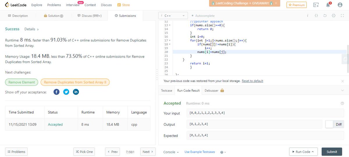SandhyaRani66's tweet photo. Day7 of #100daysofcodechallenge 
solved 3 problems related to array.
learnt binary search,insertion sort. https://t.co/5Xwc4YHPZB