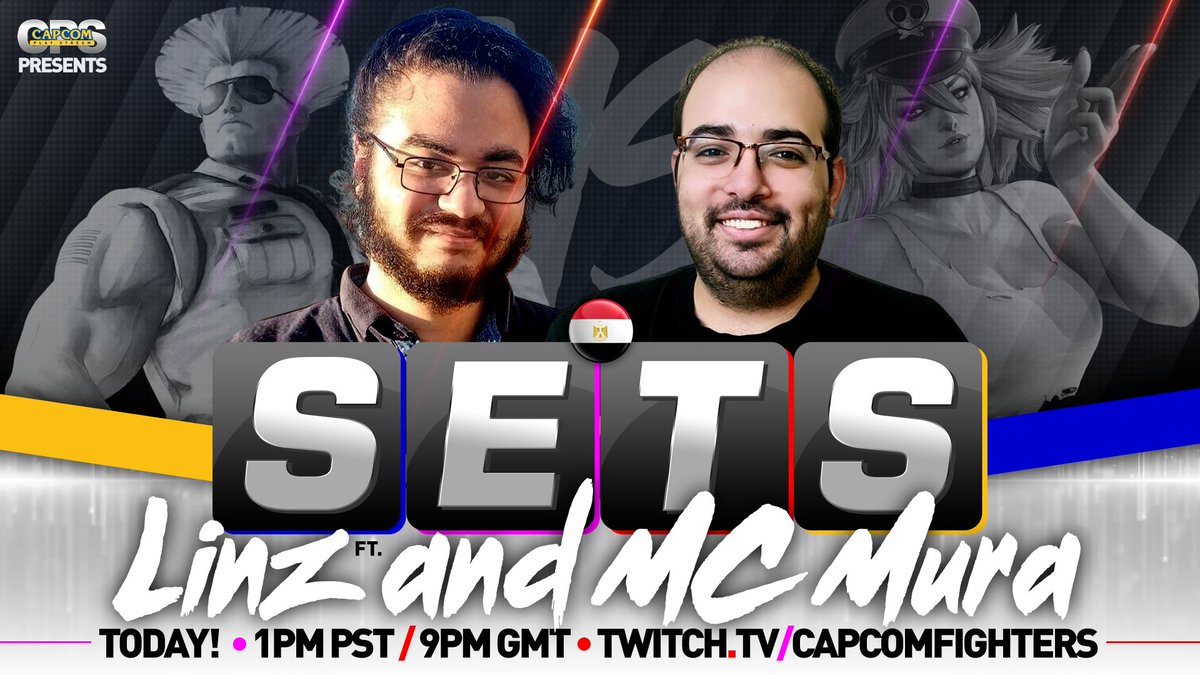 Tonight on SETS we have two players from Egypt. It'll be a FT10 between @FGC_Linz &amp; <a href="/amr_maadawy/">MC-Mura (Amr El Maadawy)</a>, live on Capcom Fighters from 1PM PST / 9PM GMT 🇪🇬

<a href="/HdJammerz/">Jammerz</a> <a href="/veggeySF/">veggey</a> &amp; @ovaham will commentate the match &amp; speak to both players about the FGC in Egypt.

twitch.tv/capcomfighters