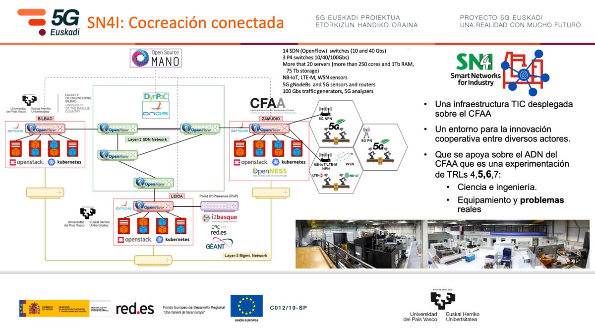 I2TResearch's tweet photo. Today our Smart Networks for Industry  https://t.co/3RUCbnOzN2 (SN4I) infrastructure had the honor to host over its CFAA node the two demos of the 5G-Euskadi project (https://t.co/TrElK4iF3c) mid-term result presentation. https://t.co/Cj6BIbYpgR