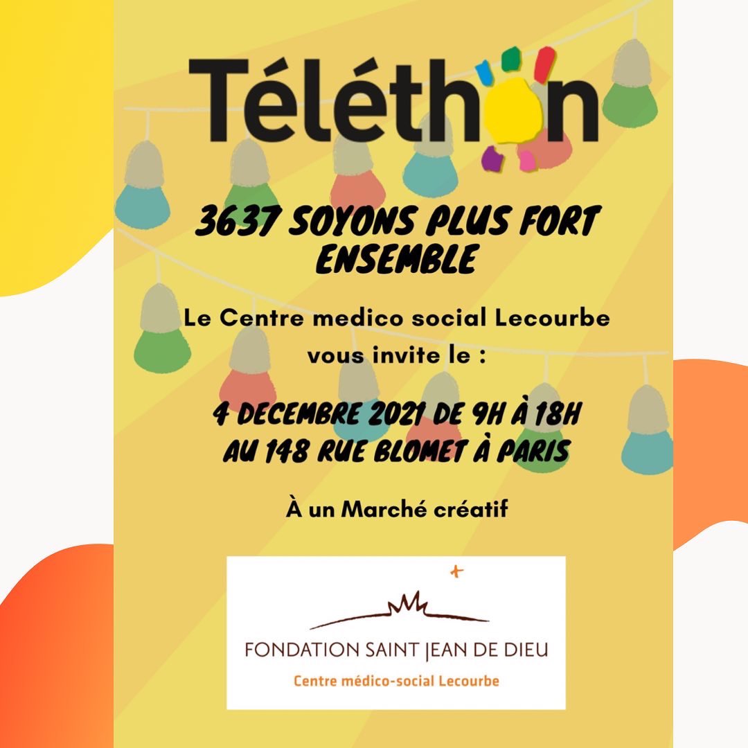 telethon75's tweet photo. Venez visiter le marché créatif de la fondation Saint-Jean de Dieu 🤗🎉🤩Rendez-vous le 4 décembre 2021 de 9h à 18h au 148 rue Blomet a Paris. #telethon2021 #saintjeandedieu #lighting #marchecreatif https://t.co/SIthqQma9J