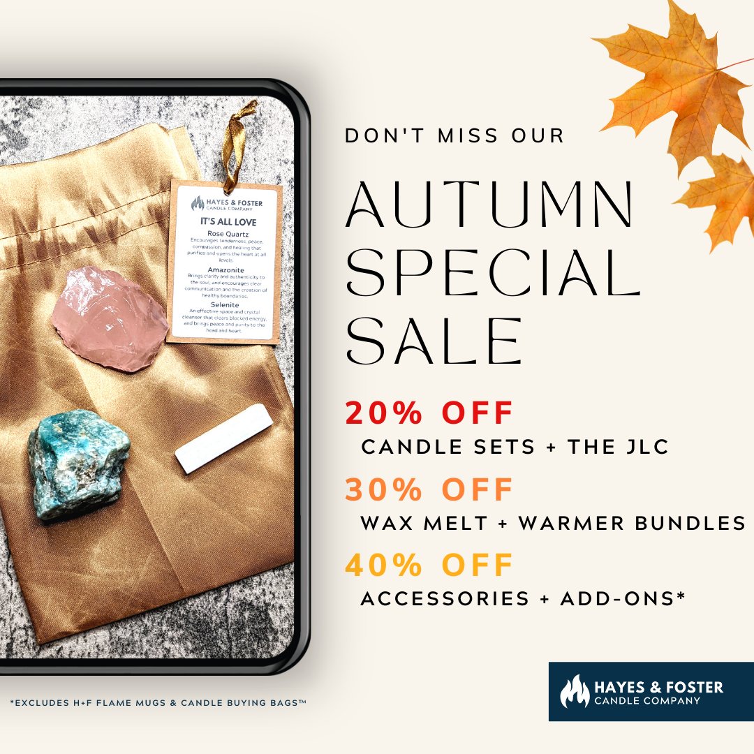2️⃣ Days left to get your mind right with our Special Autumn Sale! And our High Vibe Crystal Bundles are such a good look as a gift.

#Hygge #Candles #LuxuryCandles #WaxMelts #BlackOwned
