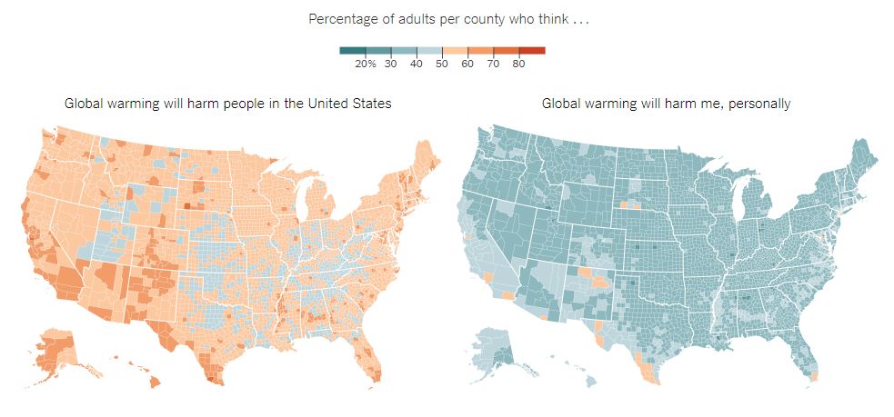 The sad psychology of how people rationalize climate change. In the US, most people think it will harm people in the country, but not them personally. This is a big hurdle is getting any sense of collective urgency about the problem.
