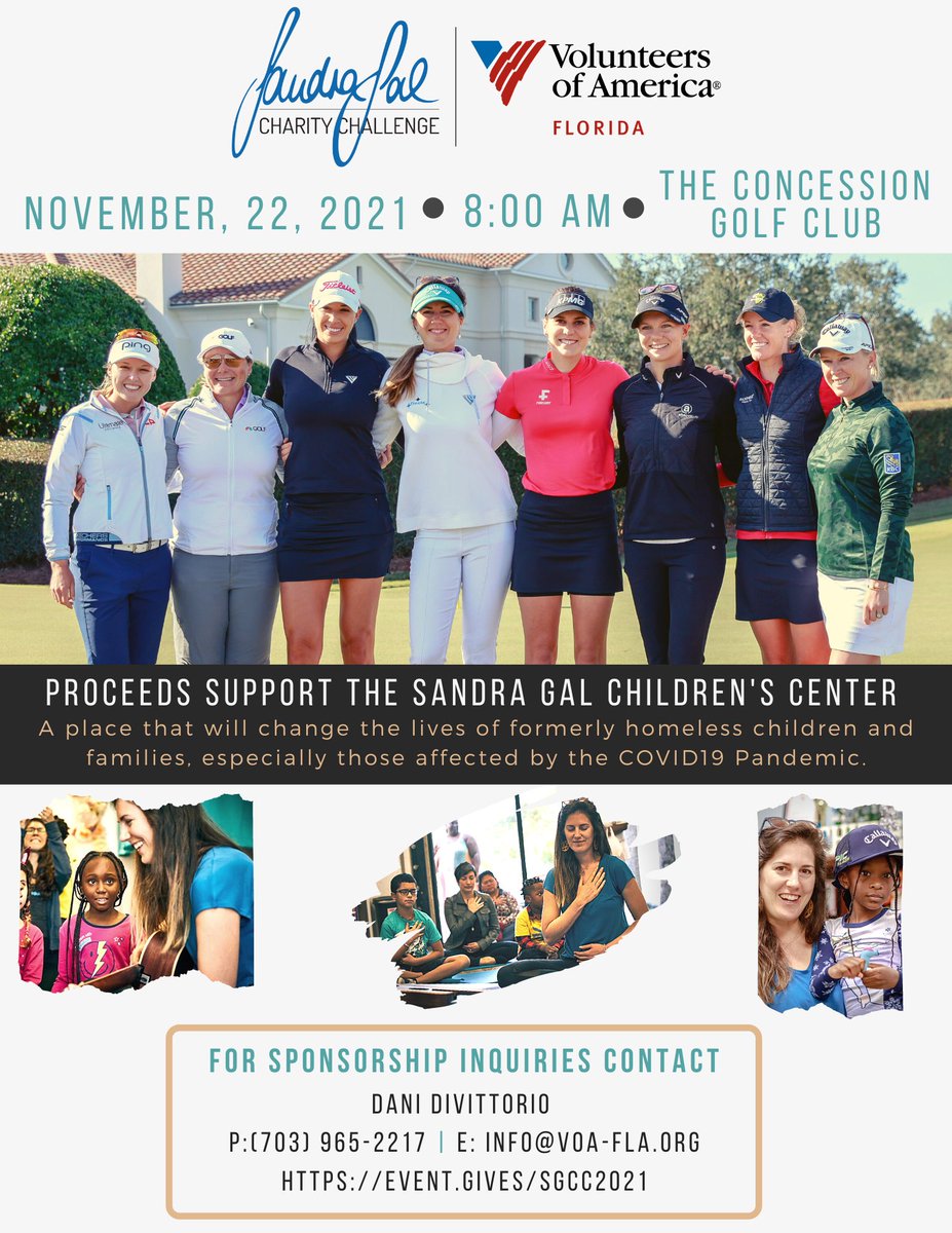 VOAFLA's tweet photo. 1 week away from the 2021 Sandra Gal Charity Challenge, there are a couple of golf spots left (https://t.co/H7N9ZcWIiu), join us at the gorgeous @Concessiongolf w/ @TheSandraGal &amp; some of her amazing @LPGA friends to support the Sandra Gal Children’s Center at #VOAFL Miami. https://t.co/FVop3mikvW