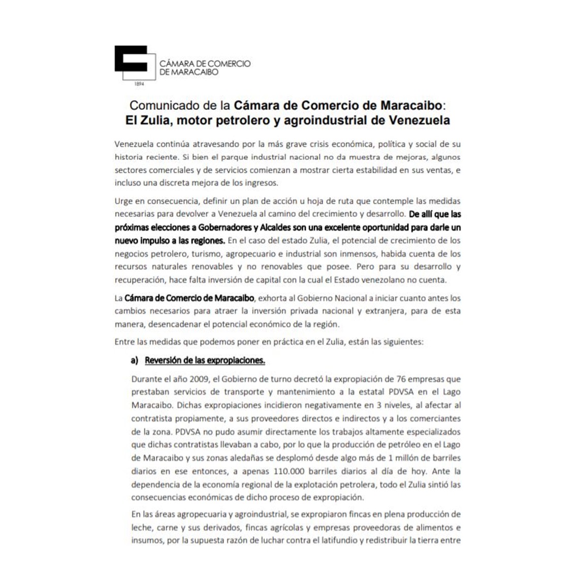camaramaracaibo's tweet photo. #ComunicadoCCM El Zulia, motor petrolero y agroindustrial de Venezuela
#GremiosPor🇻🇪 #ComunicadoCCM #PorMasyMejoresEmpresas https://t.co/NfjNVpk8LG