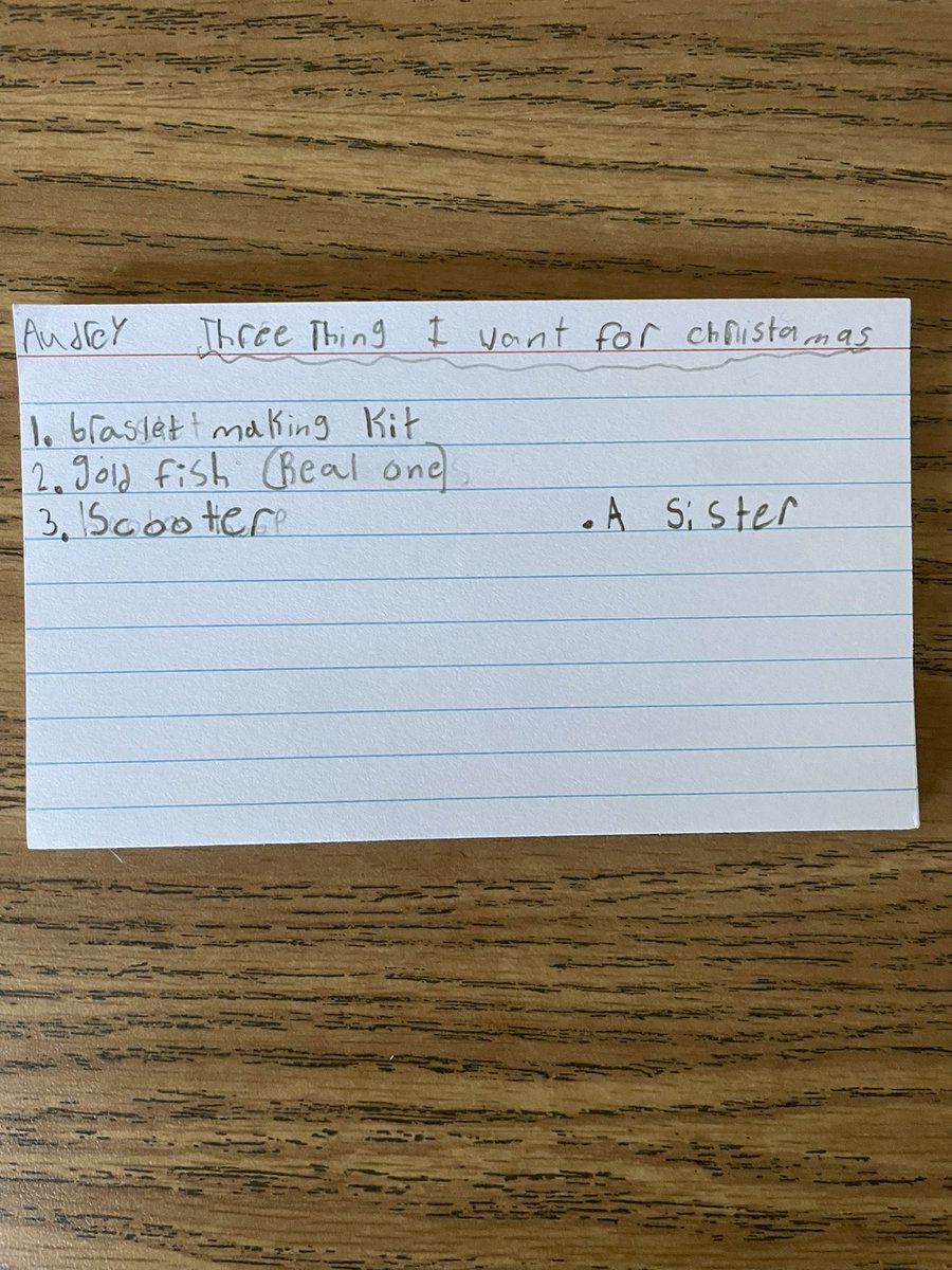 barrelracinmom3's tweet photo. One of Audrey’s assignments for today. Christmas List: Three things that can bought at a store and one thing that can’t! #asister
This girl is done tired of her brothers but she forgot how old I am!😂😂
#idontthinkso https://t.co/cwFCoI4A3B