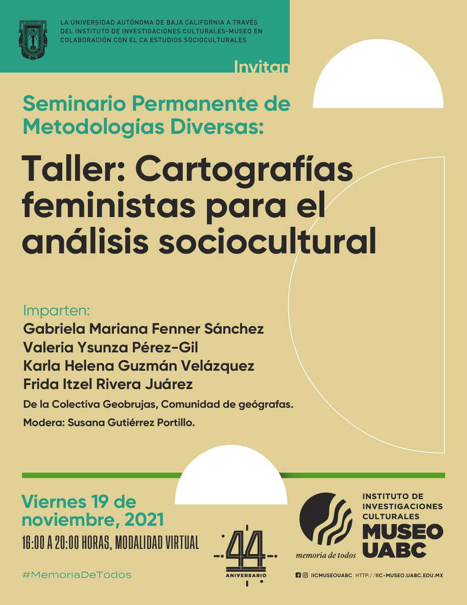 GeoBrujas's tweet photo. Taller: #Cartografíasfeministas para el análisis sociocultural. Viernes 19 de noviembre con @iicmuseouabc @UABC_oficial
#geobrujas #talleresfeministas https://t.co/CZWJQfr3Bv