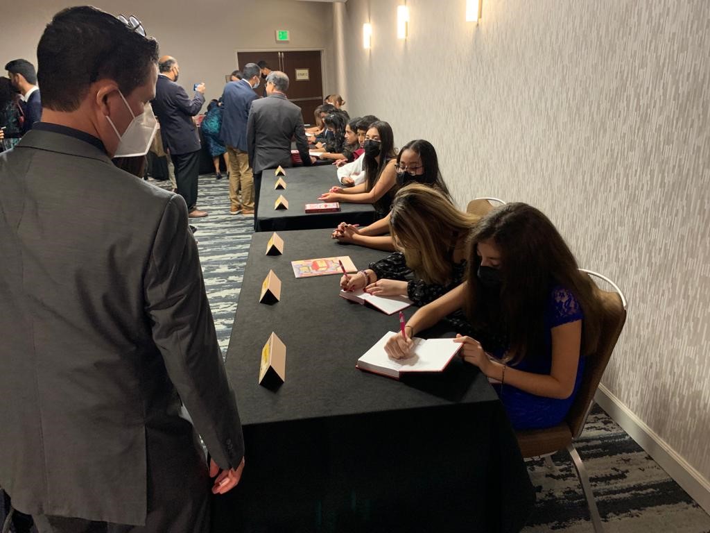 Cinco Ranch JH student author Marina Rubio's short story was chosen by the iWrite Literacy Organization to be published in the 12th edition of "I Write Stories By Kids for Kids." Last Friday, the Page to Stage Gala celebrated Marina and other student authors. #TeamCRJH #KatyISD