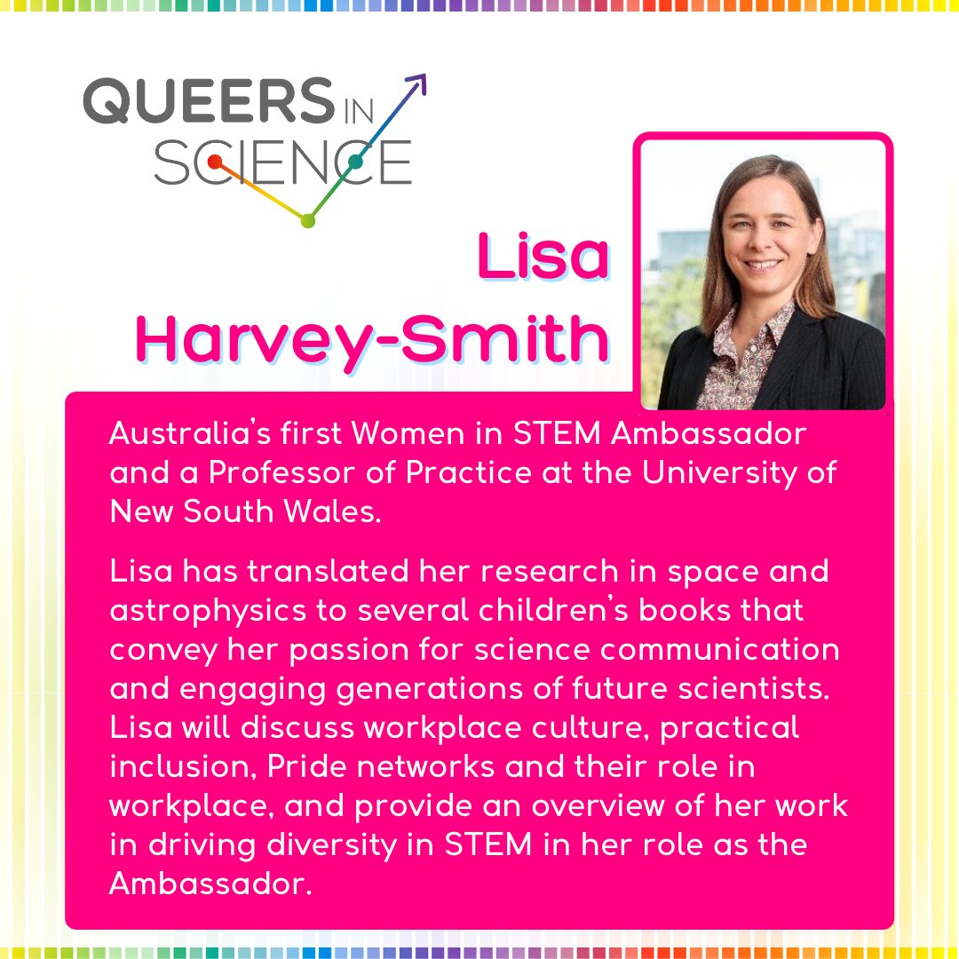 QueersInScience's tweet photo. Here are your keynote speakers for Thursday's LGBTQIA+ STEMM Day Symposium! 🏳️‍🌈

Join us for these wonderful talks all about LGBTQIA+ STEMM workplaces! 🌈

💻 Online
📅 18th Nov, 4 - 8pm AEDT
🎟 Free to register: https://t.co/k9e8ly4P7m https://t.co/tpqT7MzJaa