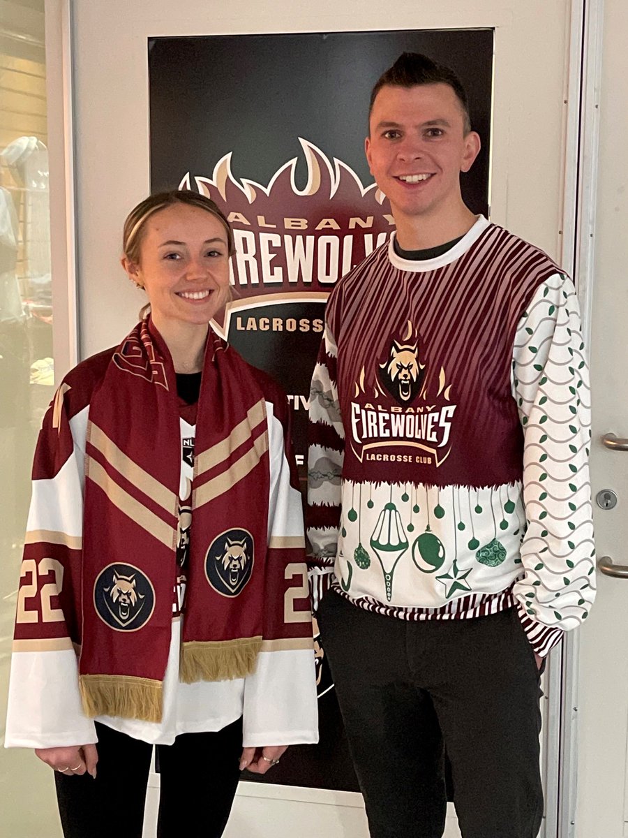 AlbFireWolves's tweet photo. Laurel and Mike already got their holiday shopping done, now it's YOUR turn! 

Stop by our office located in the @TUCenter to pick up your FireWolves gear! New in stock are our ugly Christmas sweaters and scarves! 👕🧣 https://t.co/Mg6Lkz2vlZ