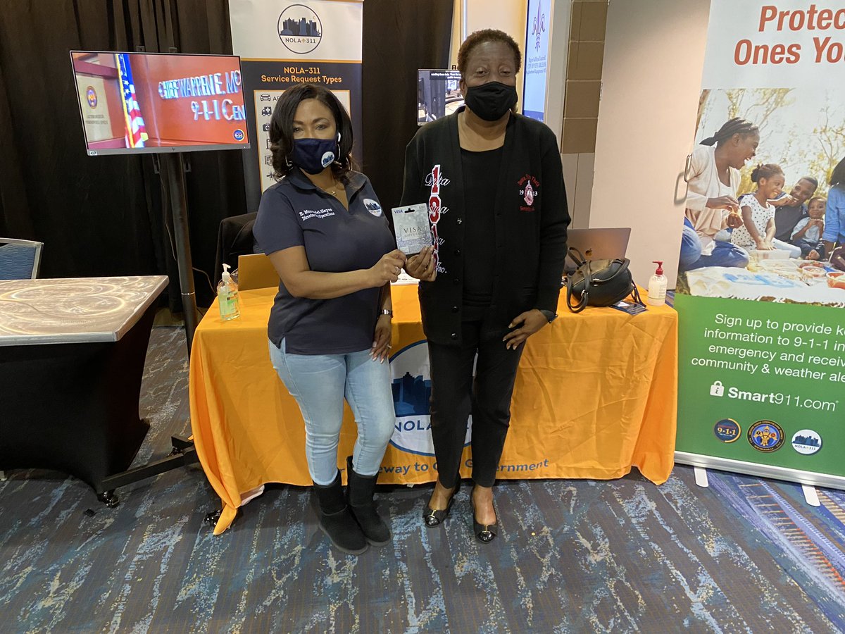 311nola's tweet photo. Congrats to the winners of our 50 dollar gift cards at @mayorcantrell ‘s #NeighborhoodEngagementSummit. You can text “HELLO” to 311YES (311937) to chat with JAZZ and find out more information on 311. @cityofnola @nolaready @citibot_io 
#311cares #textjazz https://t.co/8JbRX6qPwa
