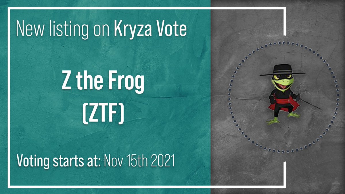 KryzaToken's tweet photo. We are announcing that Z the FROG is now listed on KRYZA Vote.
Submit your token here:
https://t.co/AINVEoFeQu
@ZTheFrogBSC #BSC #krvote https://t.co/ex5sFSqTSj