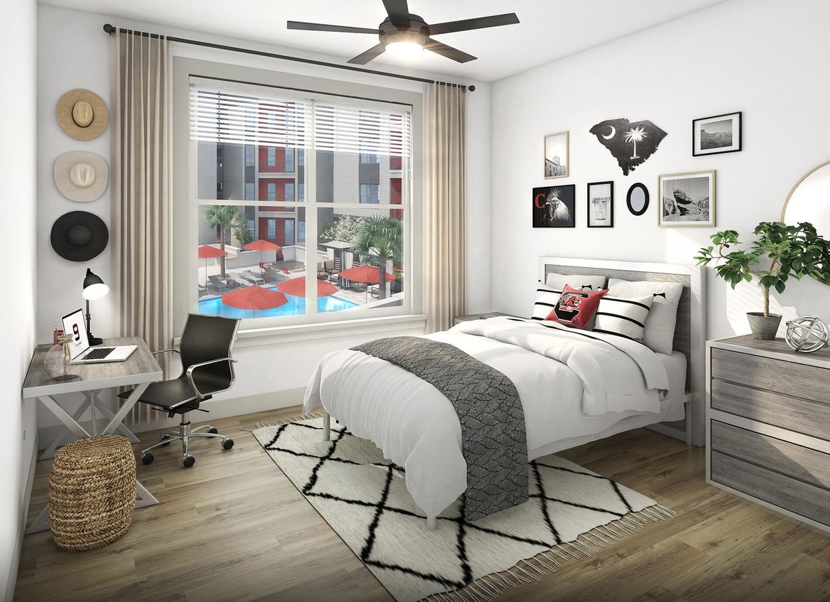 We are excited to share a new student housing project, The Nine at Columbia. 

This community offers an upscale student housing conveniently located near the USC’s campus. The 486-bed project consists of a five-story building next to a six 2-story townhome buildings.