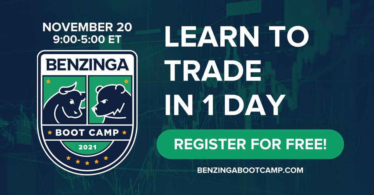 Benzinga’s Stocks &amp; Options Trading Boot Camp is BACK on November 20! Join us for FREE trading lessons and education sessions delivered by TOP trading educators HERE hubs.ly/H0ZVKD40 #BZBootCamp #stocks #investing