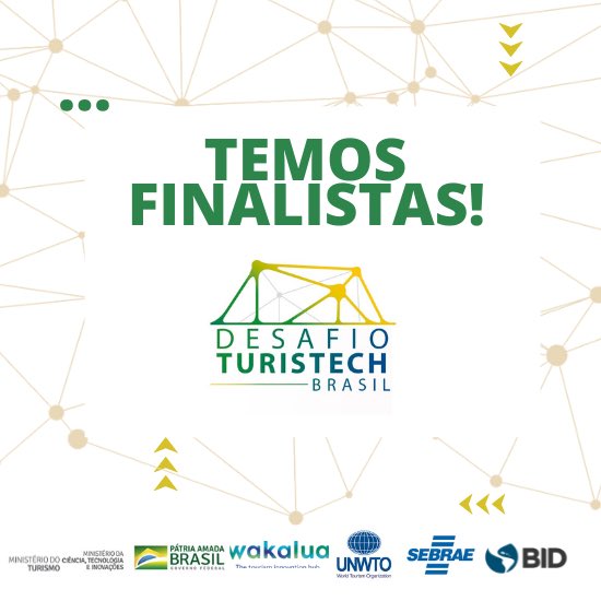 Conheça todos os finalistas do
Desafio Turistech Brasil.
E não perca a final, com a apresentação de cada projeto, no dia 18/11 às 10h. Acesse: zoom.us/j/99240444134