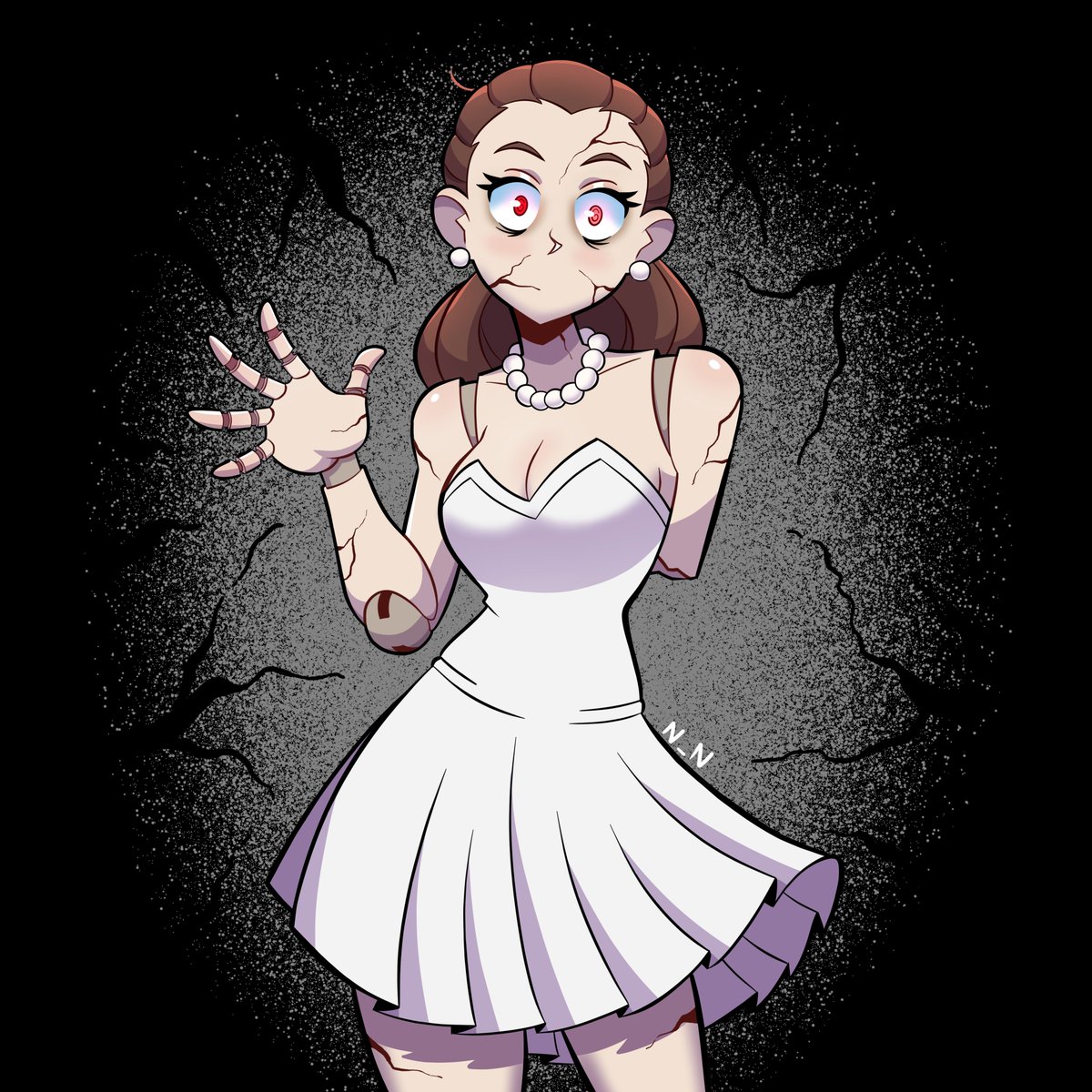 NoirNe0's tweet photo. Here is a half body commission for @ber449 featuring Emily from the band (Stygal) I had a fun time making this creepy gal thank you so much for commissioning me! 😁👍 #commissionsopen #Commission #digitalart #dollcharacter #doll #stygal #digitalillustration #cuteandcreepy https://t.co/i8n6A4QsGo