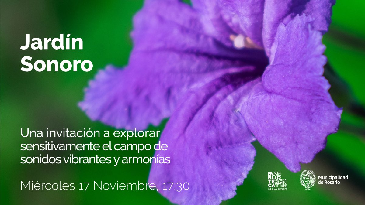 argentinabiblio's tweet image. 🍃 #JardínSonoro. Una invitación a explorar sensitivamente el campo de sonidos vibrantes y armonías.
Por Silvina Estibiarria y Micaela Trombini.
📆 Este miércoles, 17.30 h, en la biblio.
Gratis. Reservá tu lugar: bit.ly/3Ho60N0.
❗️Cupos limitados.