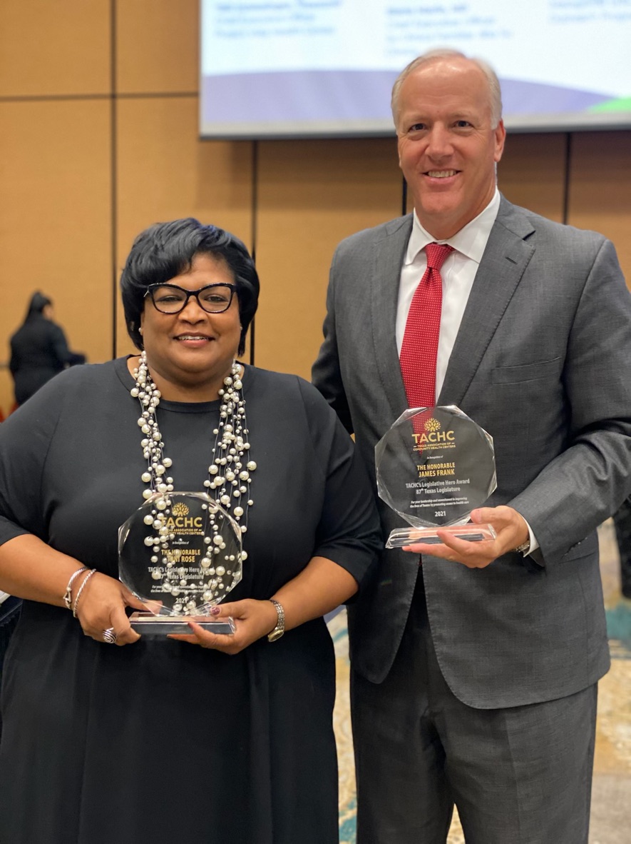 TexasCHCs's tweet photo. Honored to have @RepJamesFrank @RepToniRoseTX join TACHC's ED Jana Eubank for a lively discussion. We also awarded them with TACHC's Legislative Hero Award. Thank you! #TACHC38 https://t.co/Cmo1Xb3VEX