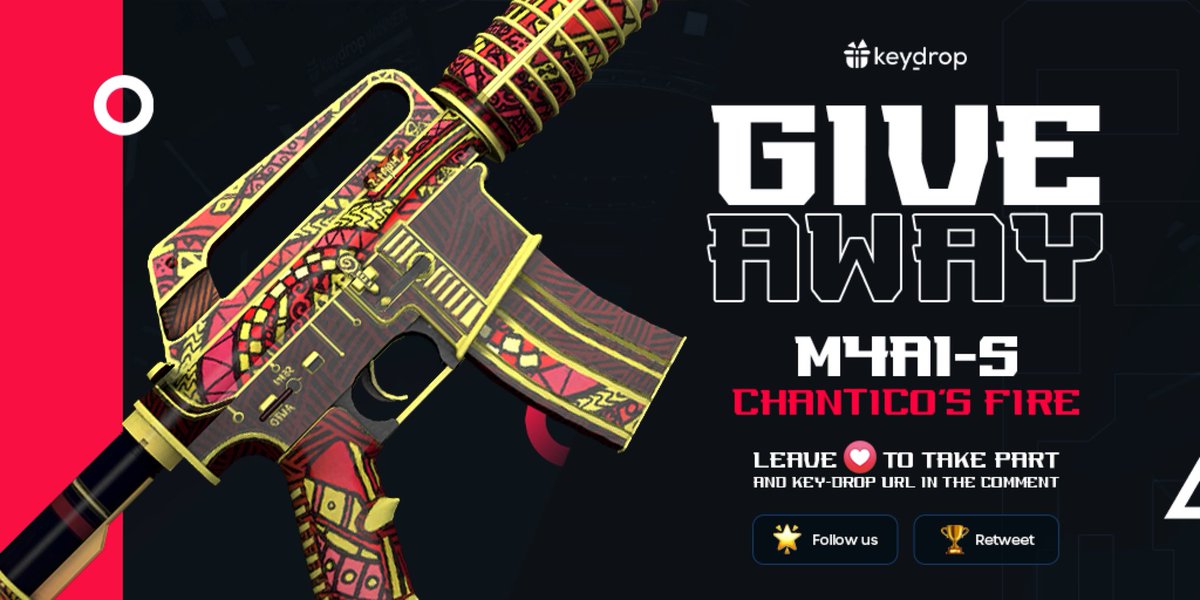 keydropcom's tweet photo. Giveaway on M4A1-S | Chantico's Fire 🎁

👊 Just leave❤️under the post!
🌟 Follow us!
🏆 Retweet!
 
⏰ Wait 24 hours!

#freeskins #csgoskinsgiveaway #csgoskinsfree #giveaway #airdrop #csgocases #csgocase #csgocommunity #csgoesport #skins #csgoskins #keydrop #keydropcom #csgo https://t.co/nHaZFS3VIY