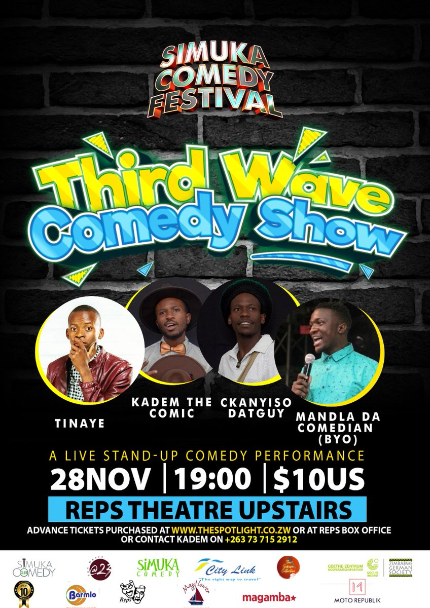 simukacomedy's tweet photo. SIMUKA COMEDY FESTIVAL 2021
26 - 28 Nov
#SimukaComedyFestival2021
#FreeVoiceTakeCharge #Simuka10 #SimukaFuti #SimukaWeek #SpecialClass #ZimComedy #RiseAgain #SimukaTV
#SimukaComedy🇿🇼🇿🇼 https://t.co/zrSdYiCWVX