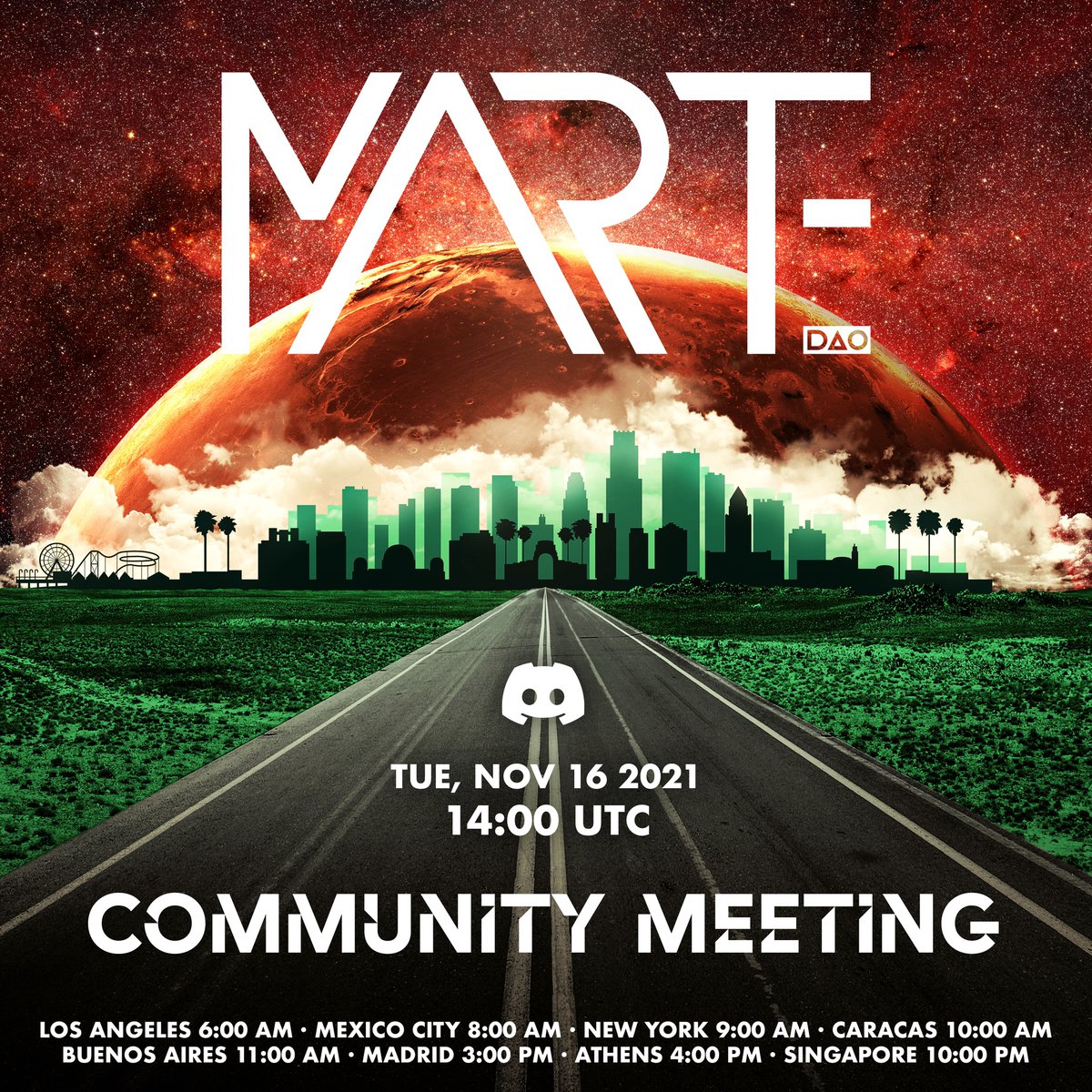 Who's excited for our first community meeting? 👀
MARTE makes its first steps as DAO , make sure to join our discord server to discuss with us and learn more about our project.
There will be a claim link from Roll on the comments which will give you access to our server.