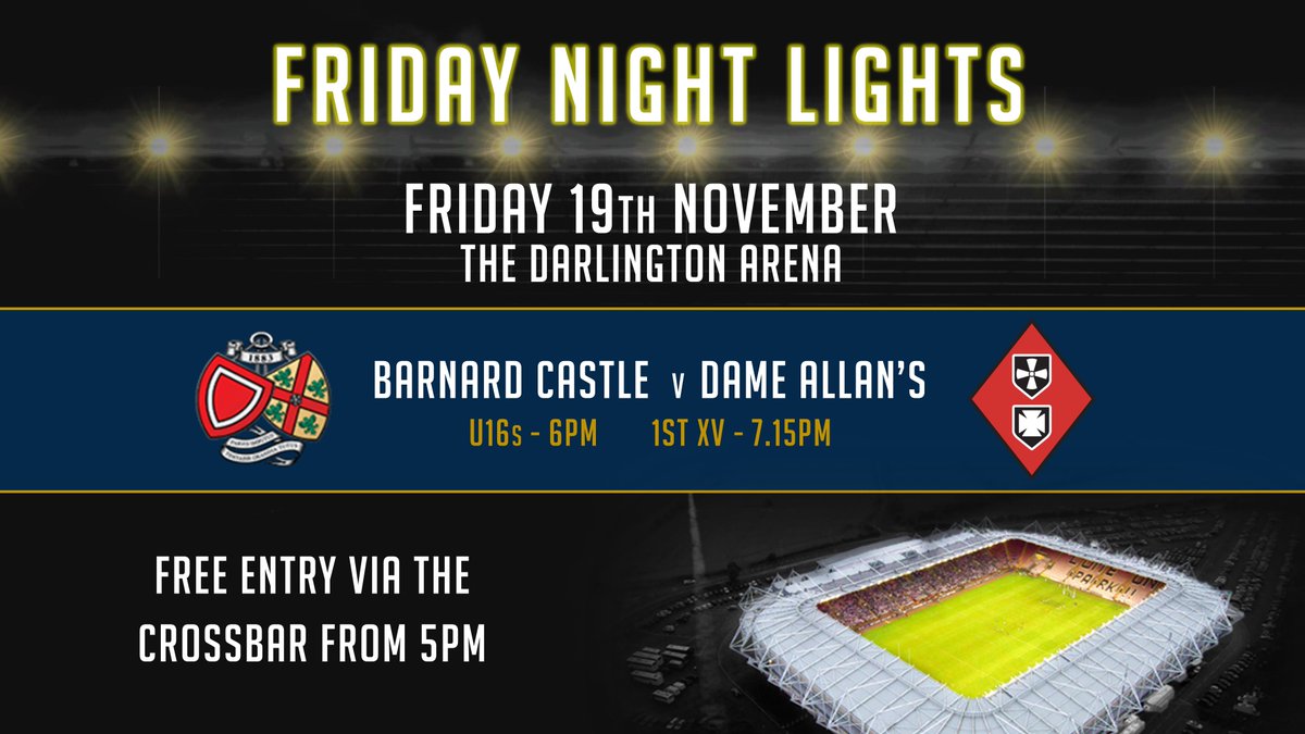 🏟 Arena to host Barnard Castle double header 🏟

<a href="/barney_school/">Barnard Castle School</a> take on @dameallans under the lights this Friday.

Click 👇 for more info. #MowdenFamily

mowdenpark.com/news/arena-to-…