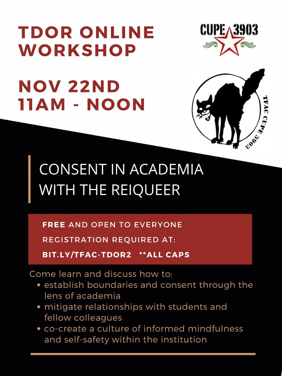 TFAC has organized workshops for TransDay of Remembrance. All trans identified members, allies, and community members welcome! 

Please register first.