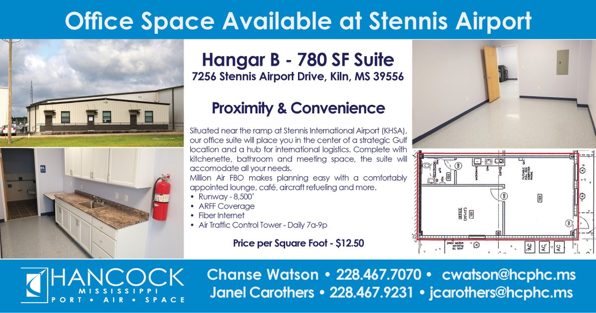 Situated in the heart of a global aerospace hub, Stennis International Airport is home to dynamic cutting-edge aviation companies. And there is room for you to join us. Call or email for more info.
