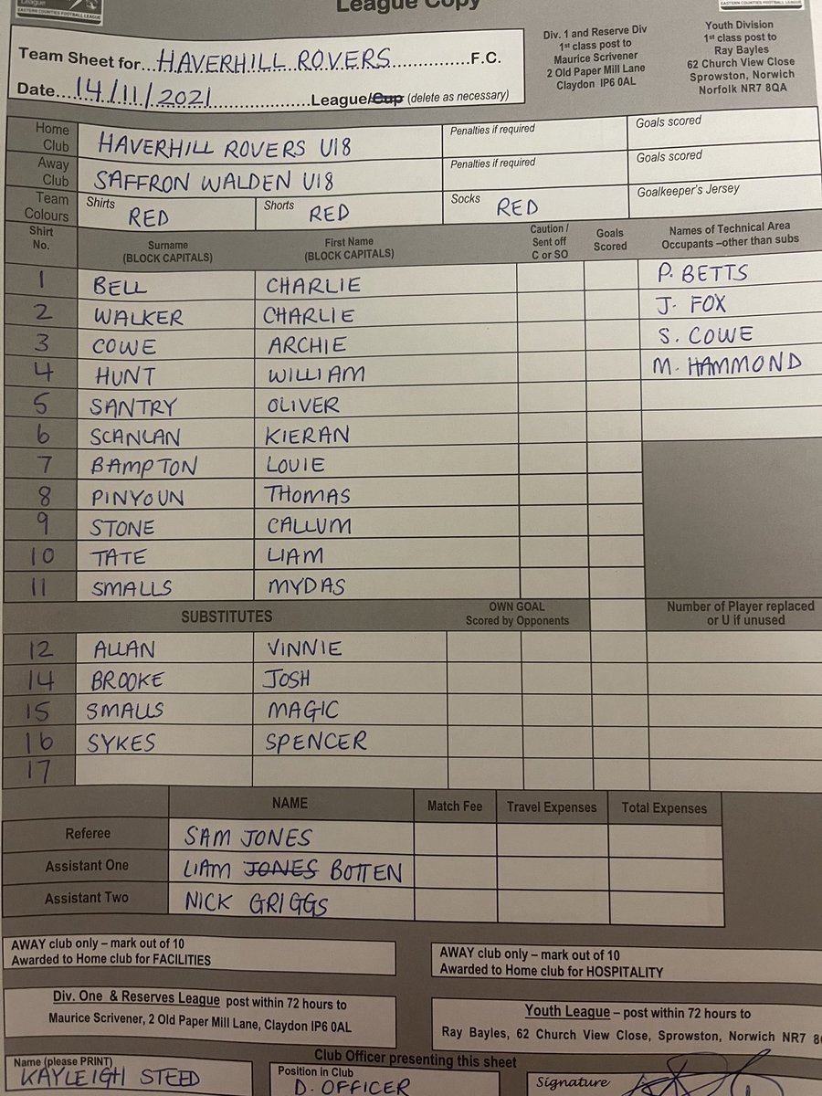 Haverhill Rovers EJA/JPL tweet media