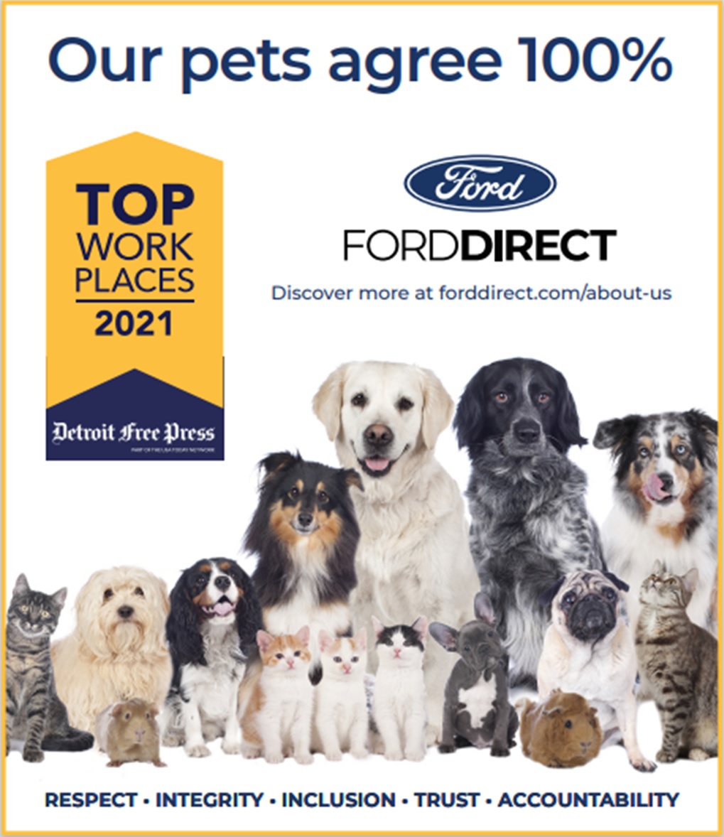 We've been named on the 2021 <a href="/freep/">Detroit Free Press</a> @TopWorkplace list! We’re grateful for our FordDirect team members who helped to make this happen. Read more about #TopWorkplace.

topworkplaces.com/company/forddi…