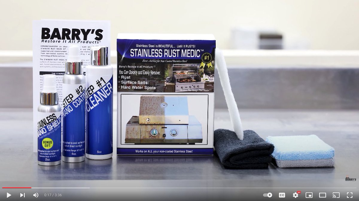 BarrysRIA's tweet photo. We are very proud to showcase our new Stainless Rust Medic Kit for all your stainless steel! This short video will demonstrate the power inside and steps on how to use. We hope you enjoy! #DIY #Rust #StainlessSteel #BBQ

https://t.co/d9hESZhkdV https://t.co/dRqscNrKl6