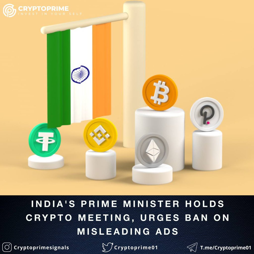 CryptoPrime01's tweet photo. India’s Prime Minister Holds Crypto Meeting, Urges Ban On Misleading Ads.

Read more:https://t.co/bnAEWME03l

#cryptocurrency #bitcoin #blockchain #crypto #btc #ico #ethereum #wallet #airdrop #cryptocurrencynews #cryptoexchange #trading #cryptotrading #love #followback https://t.co/LHTHcWb7Xr