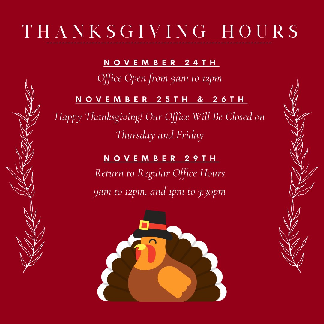 MerrittRealtyfl's tweet photo. Happy Early Thanksgiving! We at Merritt Realty Corporation hope you have an amazing holiday with your friends and family. Please see our holiday office hours below. If you have any questions, please contact our office. https://t.co/vDwIihGLcZ
