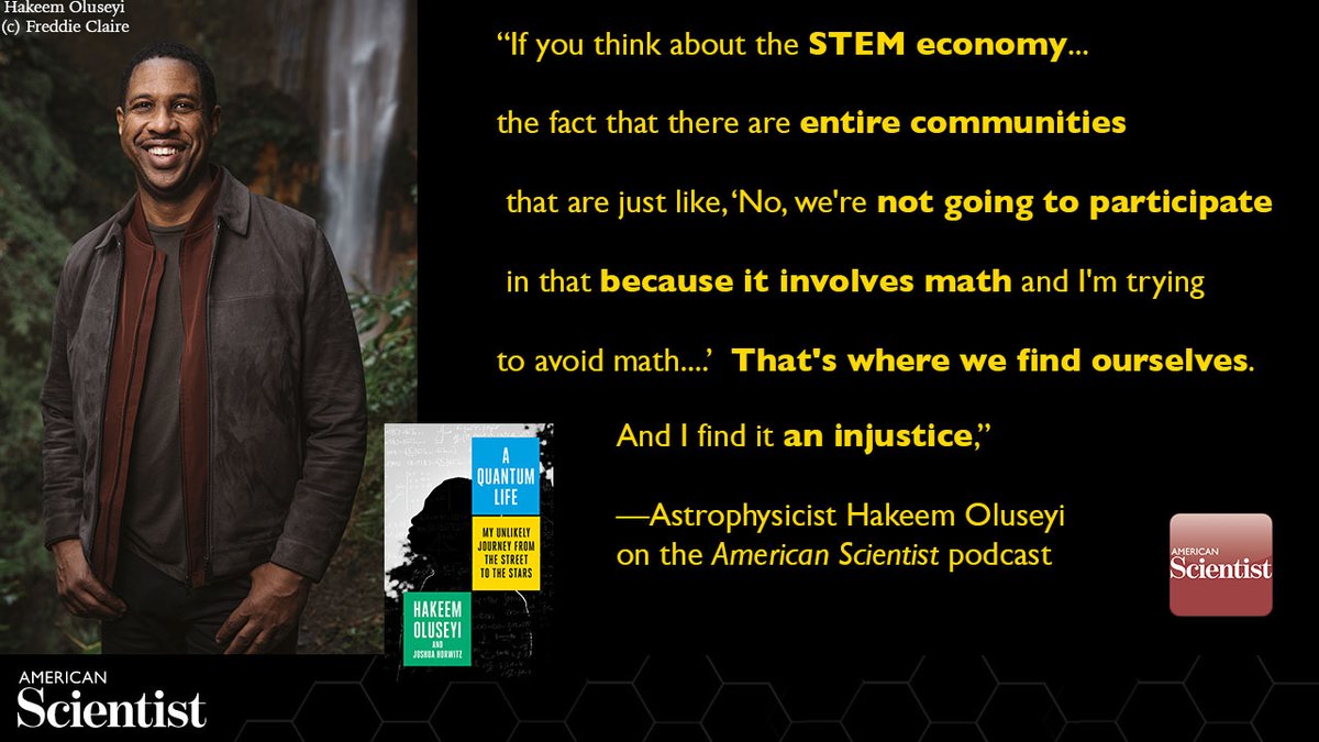 AmSciMag's tweet photo. "To all who reach for the stars and to those who teach them," is astrophysicist @HakeemOluseyi's dedication in his memoir -- A Quantum Life: My Unlikely Journey from the Streets to the Stars.

Hear the interview by Kindra Thomas on our latest #podcast:  
https://t.co/6A0z5OWgMU https://t.co/A5kVz8FNRN