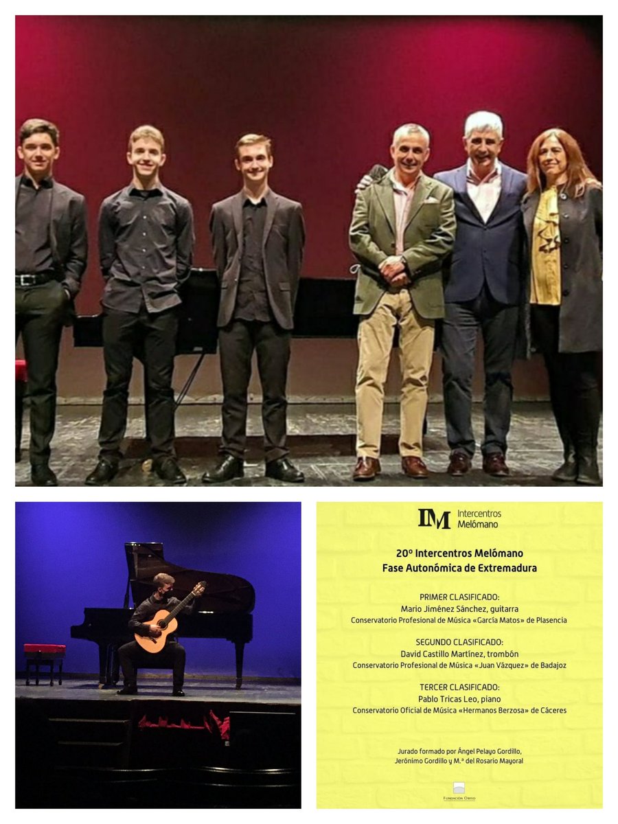 #IntercentrosMelómano #ConservatorioGarcíaMatosPlasencia #Guitarra #FundaciónOrfeo  #AlumnosDelGabri Nuestro alumno Mario Jiménez Sánchez, del 2-2, es el primer clasificado en la Fase Autonómica del 20° Intercentros Melómano. ¡Enhorabuena, Mario! ¡Mucha suerte en la próxima fase!