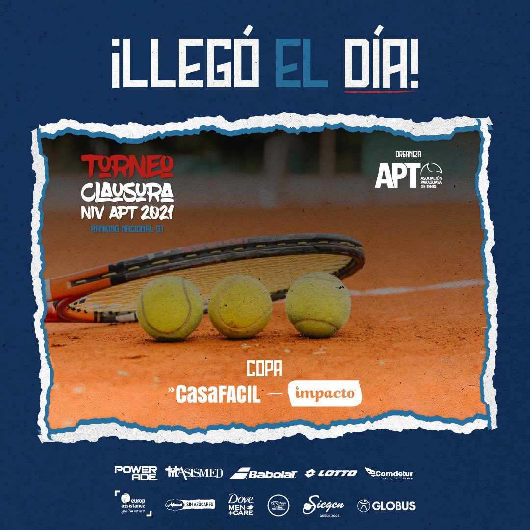 APTenis's tweet photo. ¡LLEGÓ EL DÍA!
¡Nos vemos esta tarde en la Asociación Paraguaya de Tenis! 🔜🥎
¡Se pone en marcha el Torneo Clausura NIV APT 2021 #casafacil | #impacto! 💪🏻
¡Te esperamos!
#APT #TorneoNIV2021 #TenisPy #RFEventos #RFTenis #Paraguay https://t.co/PfwLdsi0oK