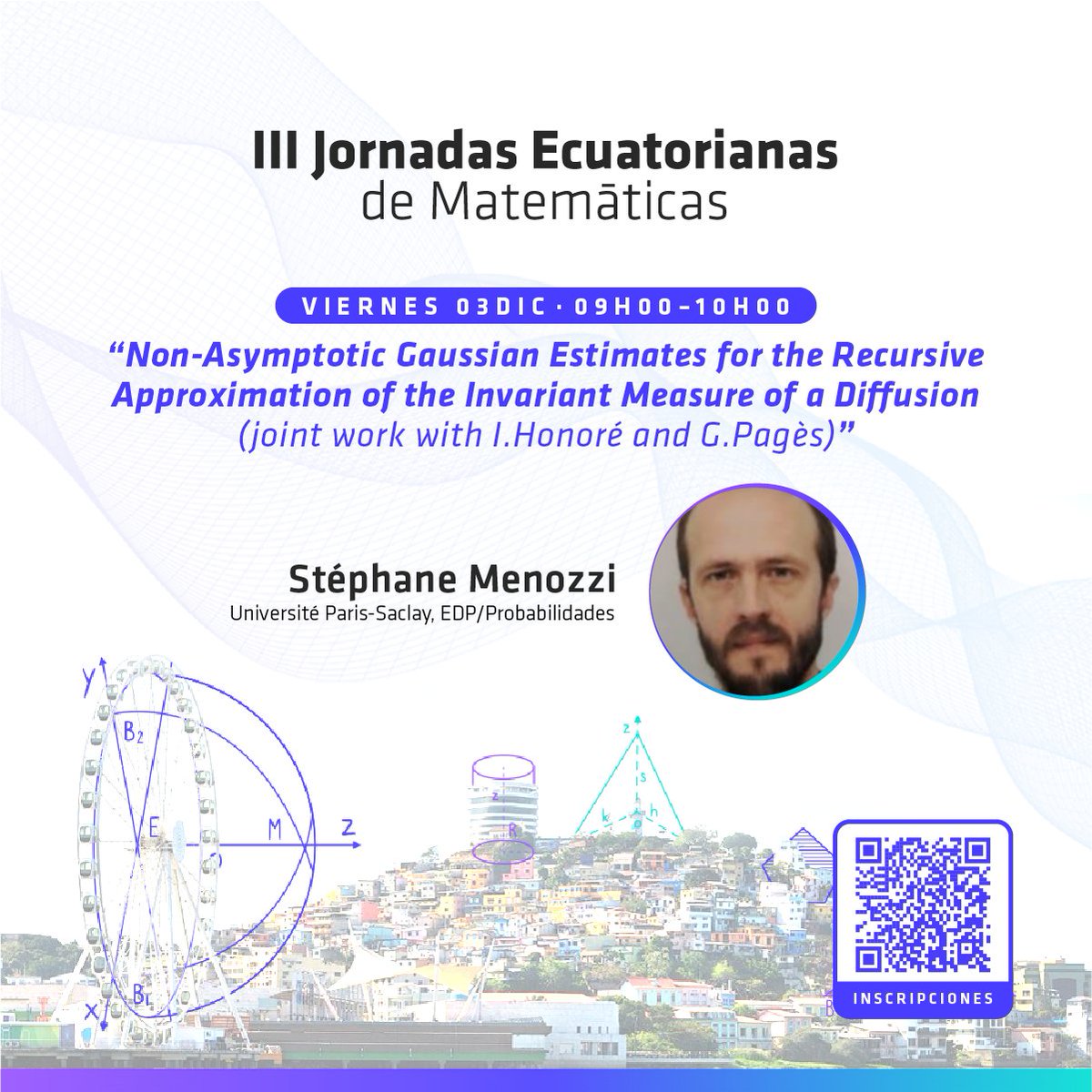 Conoce a los conferencistas internacionales de la @UniSevilla y <a href="/UnivParisSaclay/">Université Paris-Saclay</a>, que participarán en las III Jornadas Ecuatorianas de Matemáticas, organizadas por @ESPOL del 30 de noviembre al 3 de diciembre. ¡Escanea el código QR o regístrate aquí! bit.ly/JEMat21
