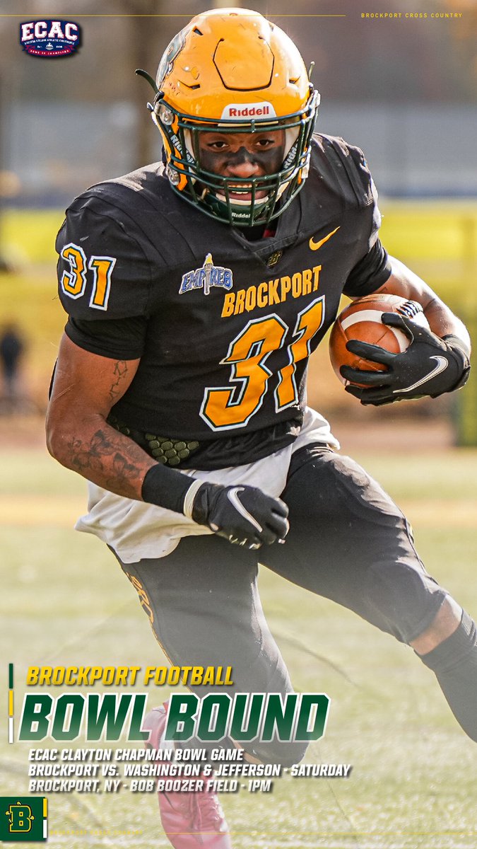 We're hosting postseason football at Bob Boozer Field Saturday❗️

ECAC Clayton Chapman Bowl 
Brockport vs. Washington &amp; Jefferson - 1pm

📰: bit.ly/3CqbbbG

#ProtectTheNest | <a href="/BPort_Football/">Brockport Football</a> | #d3fb