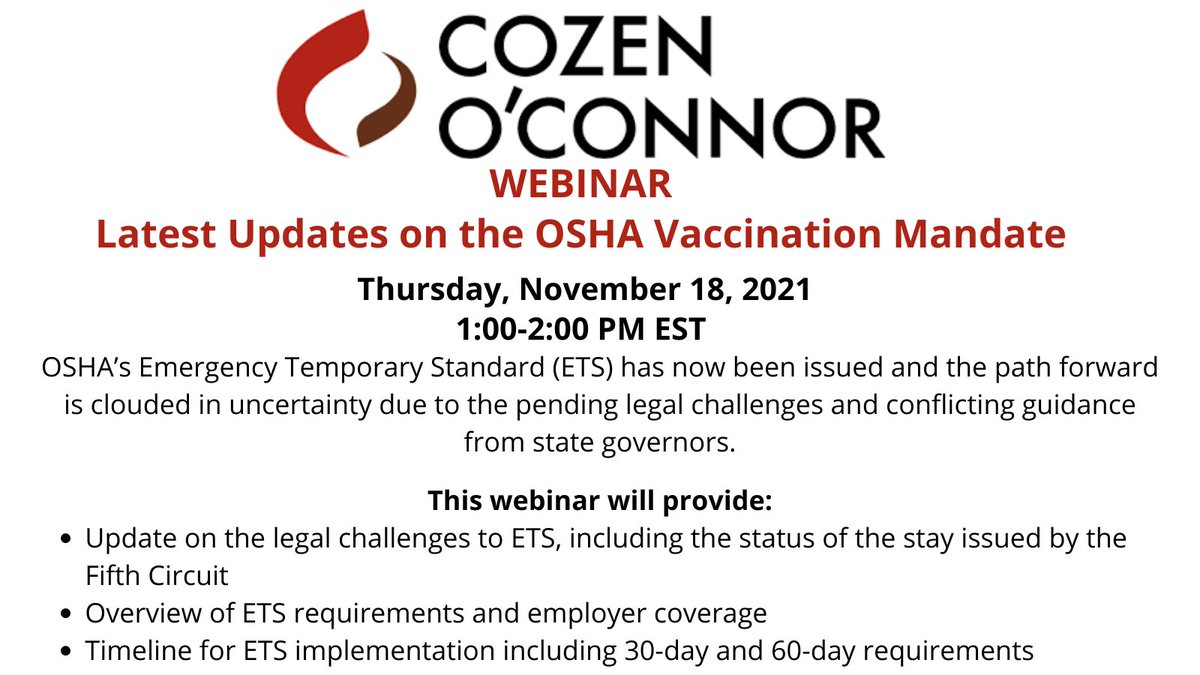 SWMeatAssn's tweet image. There is a lot of information circulating around the newest updates on the OSHA Vaccination Mandates. You don't want to miss this webinar. SMA's favorite lawyer, David Barron, will be speaking. Register here or on the SMA website. bit.ly/3qsAyHj