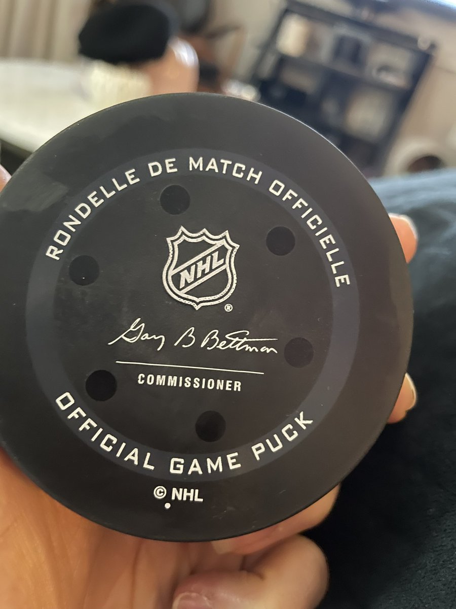 jillba12's tweet photo. Wasn’t the outcome we hoped for but getting a game puck from Sidney Crosby made it all better !!! #letsgopens @penguins https://t.co/fjj2JTC2Is
