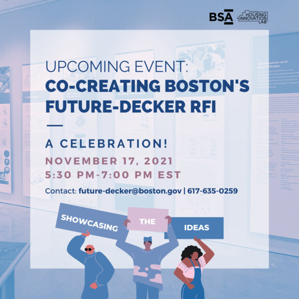 BSAAIA's tweet photo. We challenged teams and individuals to propose new housing for Boston, and they delivered! Join us for a virtual celebration featuring the responses to our "Co-Creating Boston's #FutureDecker" RFI!

@newurbanmechs @BostonNeighbor 

📆 Nov 17
⏰ 5:30-7 PM

https://t.co/P928Pa8ONv https://t.co/237VJkj9QI