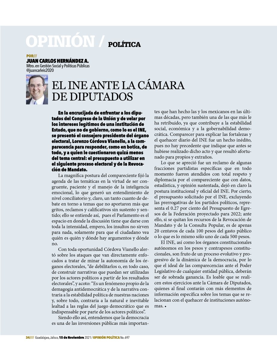 El INE ante la cámara de los diputados
Por Juan Carlos Hernandez Ascencio
Maestro en Gestión Social y Políticas Públicas
<a href="/juancarleis2020/">Juan Carlos Hdez. A.</a>