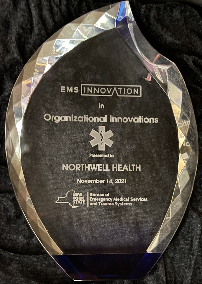 We are honored to have received the #EMS #Innovation Award in Organizational Innovations at the NYS EMS Vital Signs Conference in recognition of our work to improve continuity of patient care through ePCR data integrations #HealthDataExchange #Interoperability #RaiseHealth
