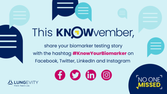 We support our friends at @LUNGevity in recognizing KNOWvember as part of #LungCancerAwarenessMonth! Biomarker testing can impact treatment decisions, so help us spread the word on its importance and share your story using #KnowYourBiomarker. #LCAM #LCSM #NSCLC #NoOneMissed