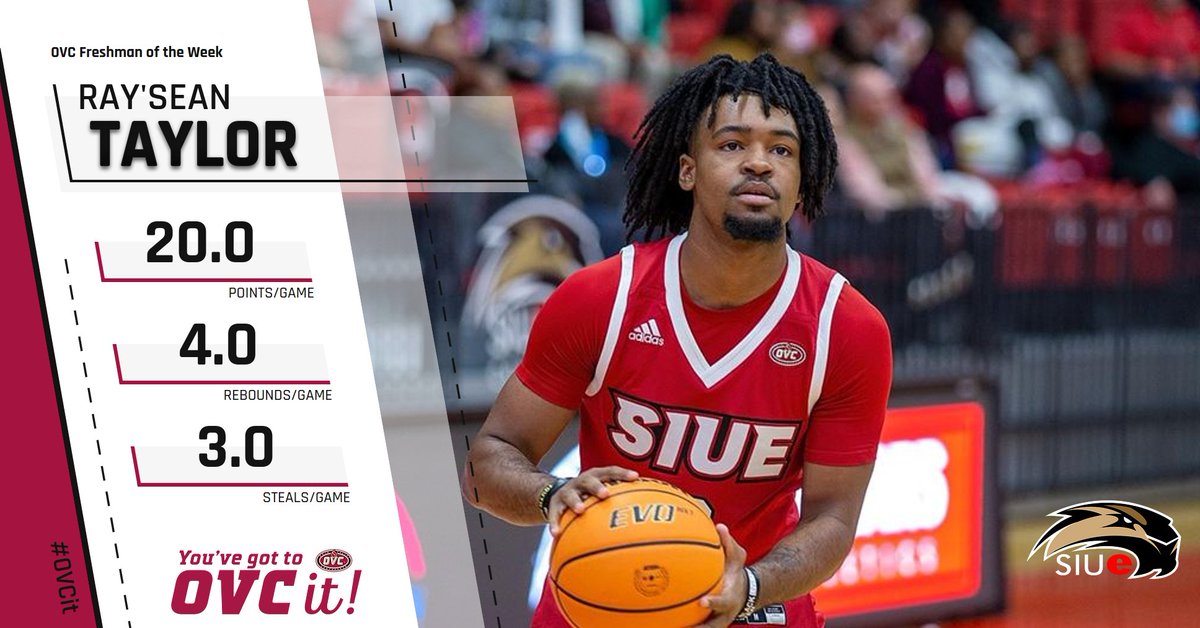 OVC Men's Basketball 🏀 Co-Freshman of the Week: <a href="/SIUEMBB/">SIUE Hoops</a> Ray'Sean Taylor (<a href="/rayballin3/">Ray’Sean Taylor🚶🏾‍♂️</a>)

• Had 16 points in debut at Marquette and added 24 points at Chicago State; hit 15-of-18 (83.3%) free throws

#FAWFAM

"𝐘𝐨𝐮 𝐖𝐨𝐧'𝐭 𝐁𝐞𝐥𝐢𝐞𝐯𝐞 𝐈𝐭, 𝐓𝐢𝐥𝐥 𝐘𝐨𝐮 #𝐎𝐕𝐂𝐢𝐭!"
