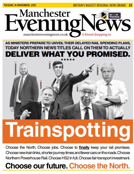 Tomorrow's Manchester Evening News. We're doing (another, because it's necessary) pan-northern campaign tomorrow with other titles, ahead of the govt rail plan.