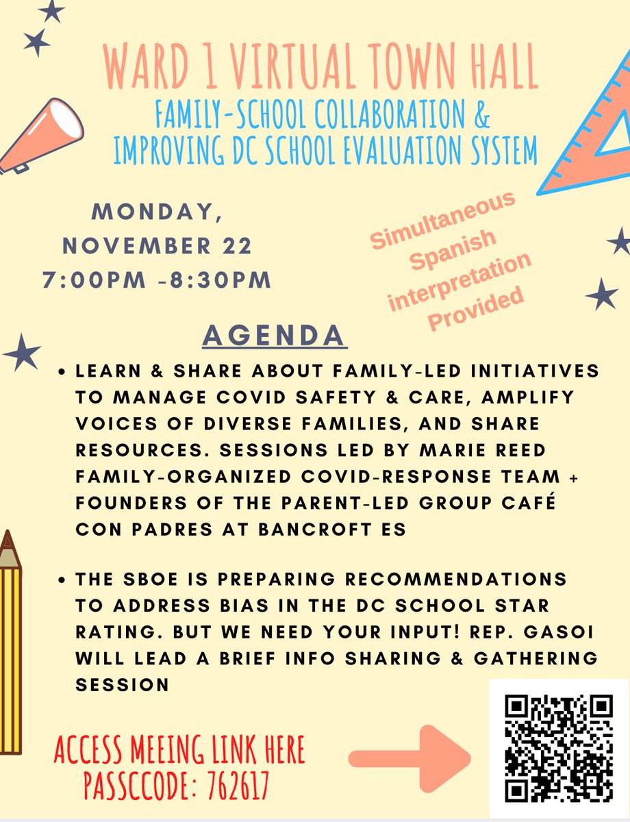 Attention Ward 1! Please join the next W1 virtual Town Hall, 11/22, 7-8:30pm: see agenda below! No registration required. Just join. Hope to see you there! bit.ly/3FgSIQu  passcode:762617