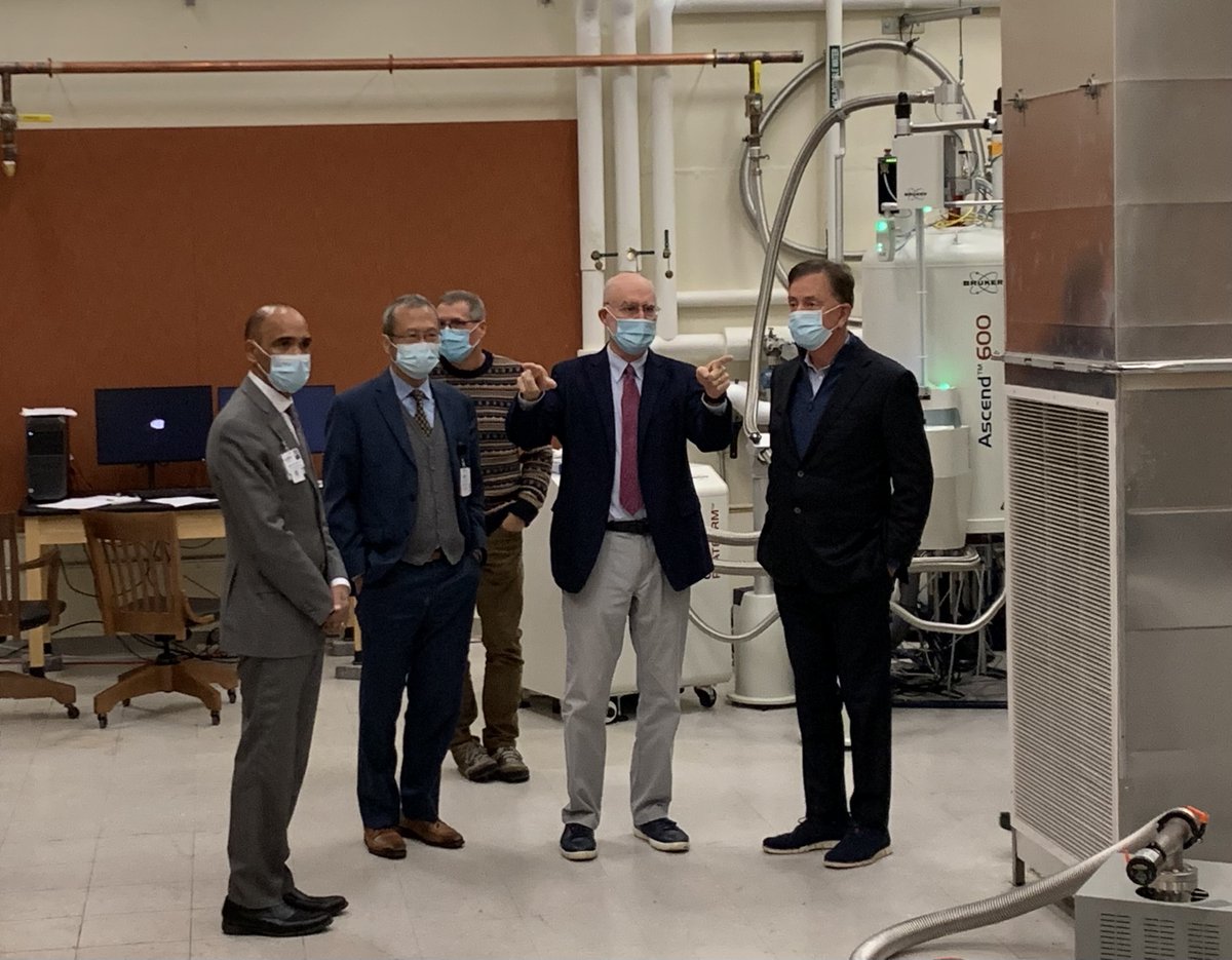 NAN recently welcomed high-level visitors to the UConn Health GP Mullen NMR Structural Biology Facility- (L-R) UConn’s  Interim President Dr. Andrew Agwunobi, UConn School of Medicine Dean Bruce Liang, NAN staff Mark Maciejewski &amp; Jeff Hoch w/ Connecticut Governor Ned Lamont #nmr